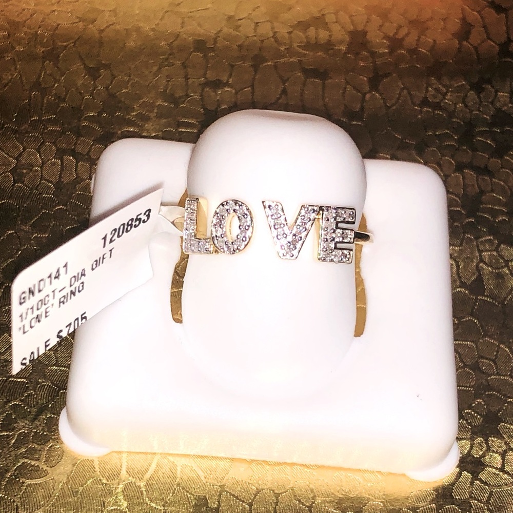 10k solid gold real diamond Love ring for women, Not Plated! free Appraisal sale